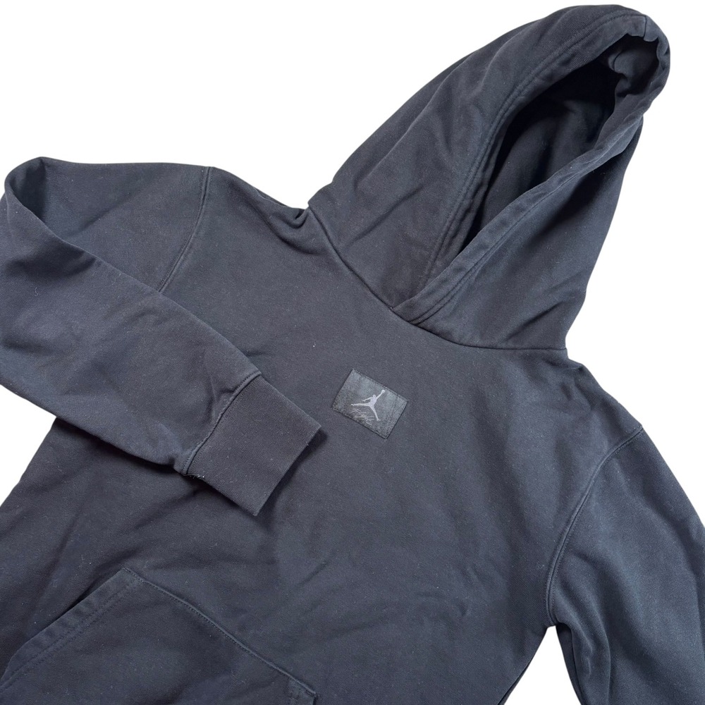 Jordan Flight Hoodie Youth‎ L Black Jumpman Patch Pullover Sweatshirt Gorpcore